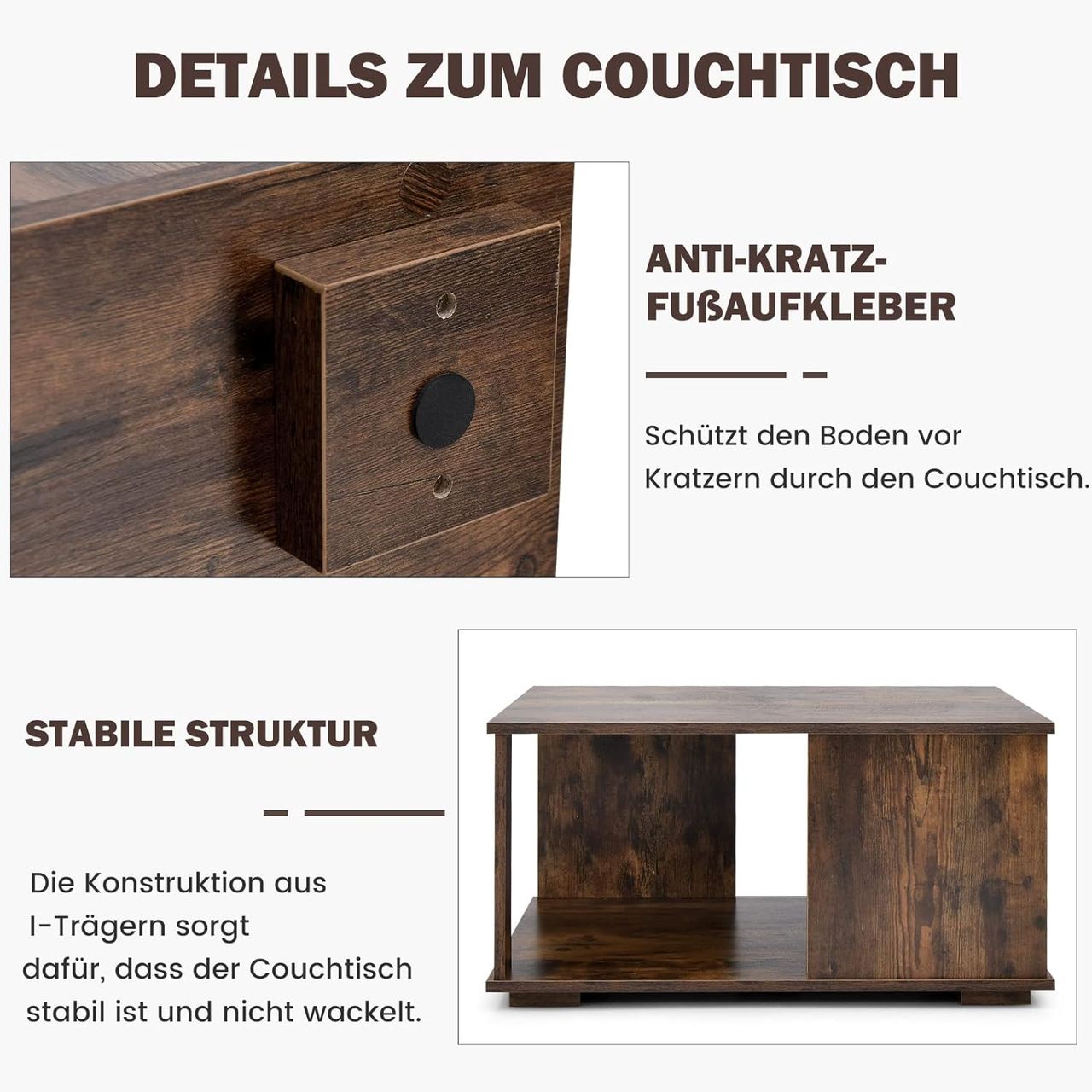 Costway 2 Ebenen Couchtisch aus Holz