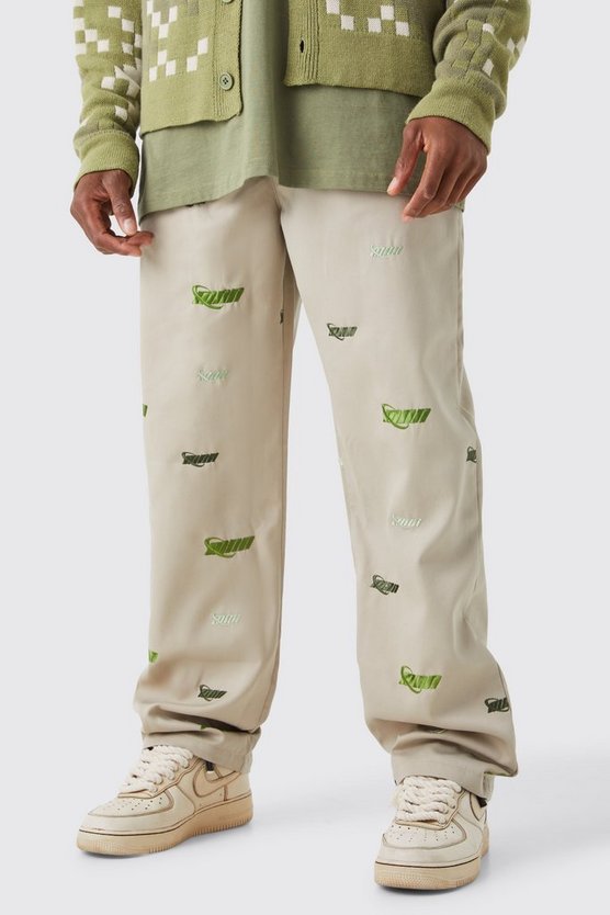 Lockere bestickte Hose