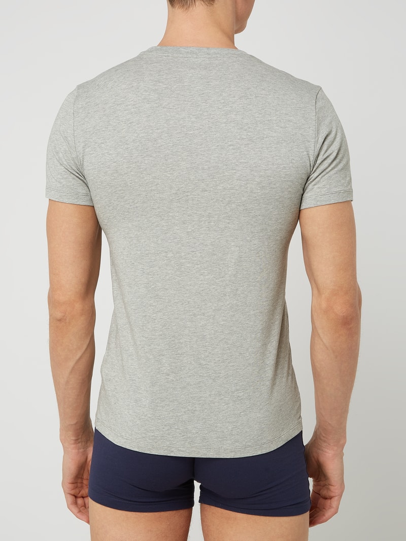 T-Shirt mit Stretch-Anteil im 2er-Pack in hellgrau meliert