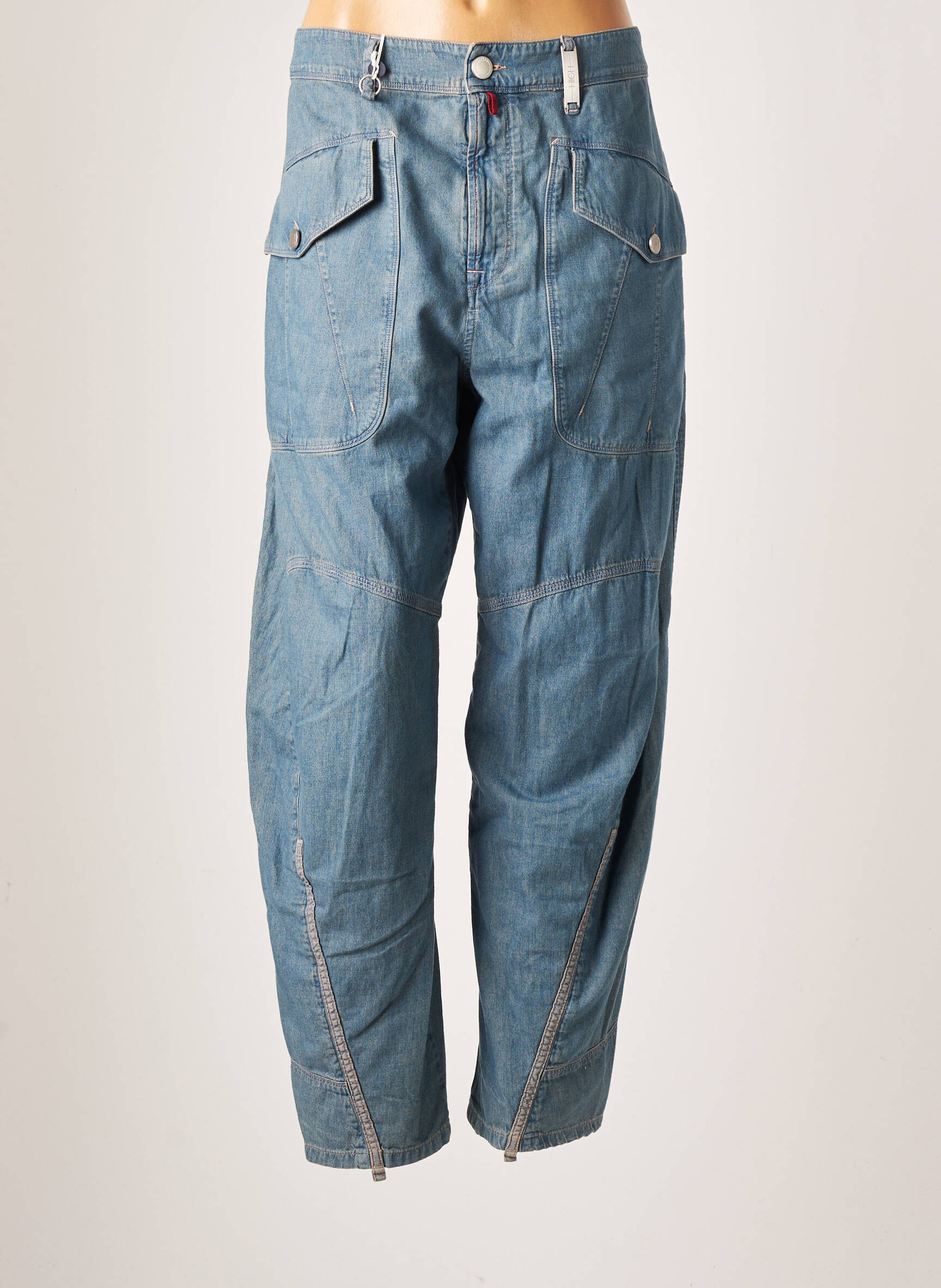 High Jeans Coupe Large Femme couleur bleu