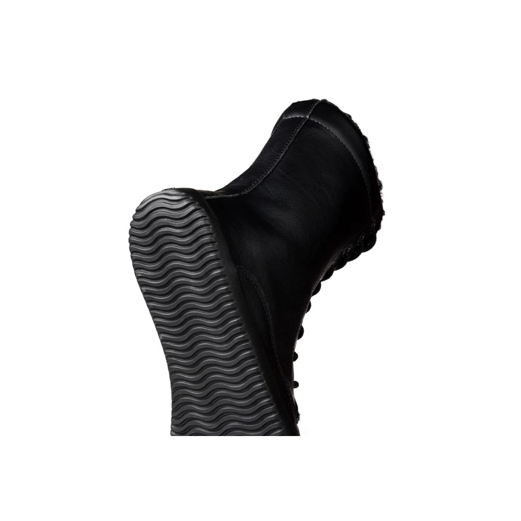 Ahinsa Jaya Schwarze Barfuß-Halbstiefel mit Reißverschluss und Futter