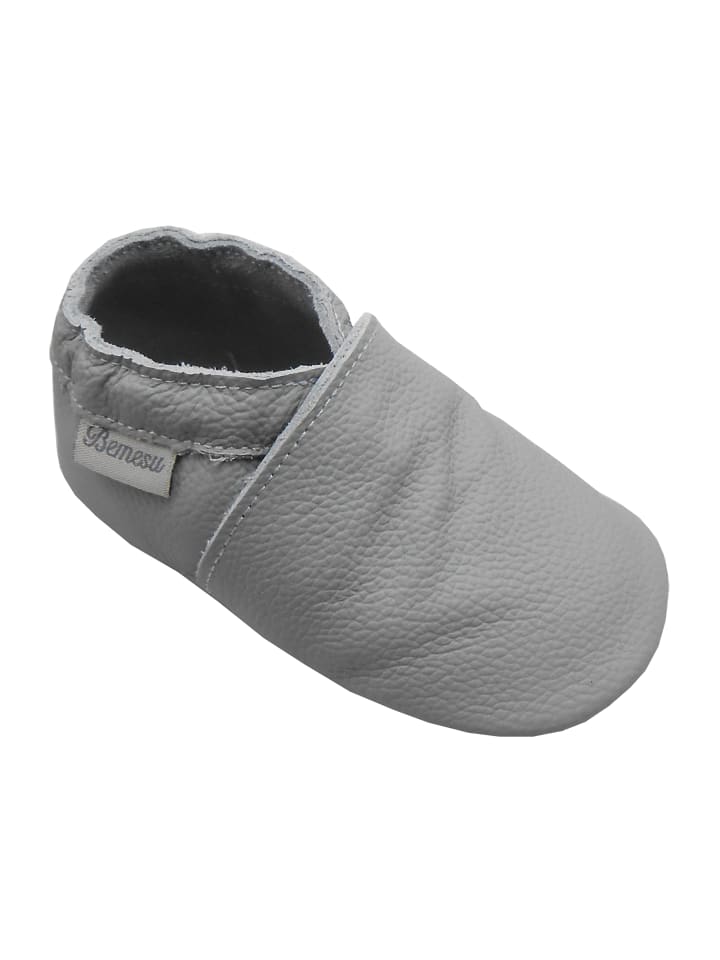 Yalion Leder-Krabbelschuhe in Grau günstig kaufen