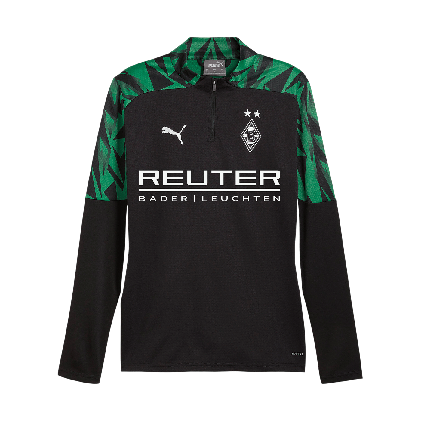 PUMA Borussia Mönchengladbach 1/4 Zip Sweatshirt mit Sponsor Schwarz F02