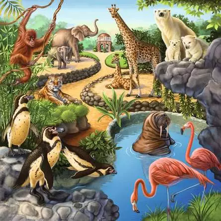 Kinderpuzzle ab 5 Jahren - Wald-/Zoo-/Haustiere - 49 Teile