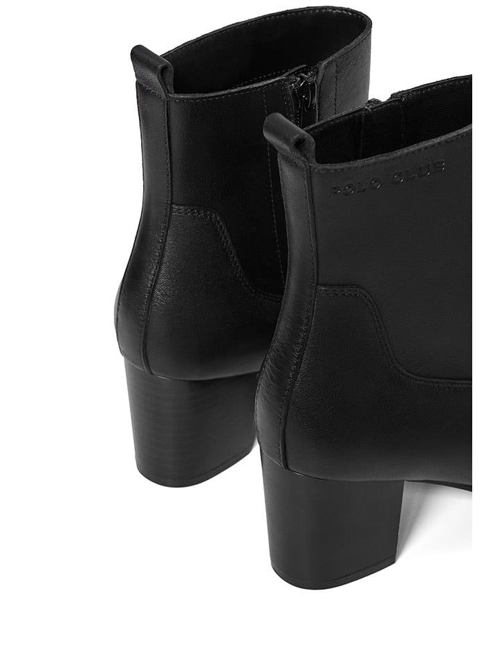 Polo Club Leder-Stiefeletten in Schwarz günstig kaufen