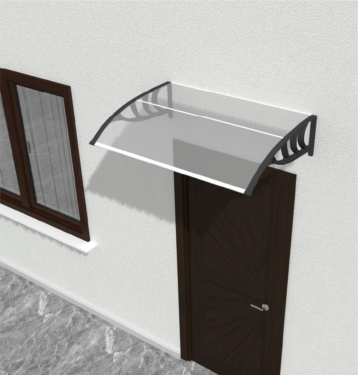 HC Home & Living Design-Vordach-/Türvordach Haustür-/Türüberdachung - ca.120 x 80 x 24,3 cm, Transparent