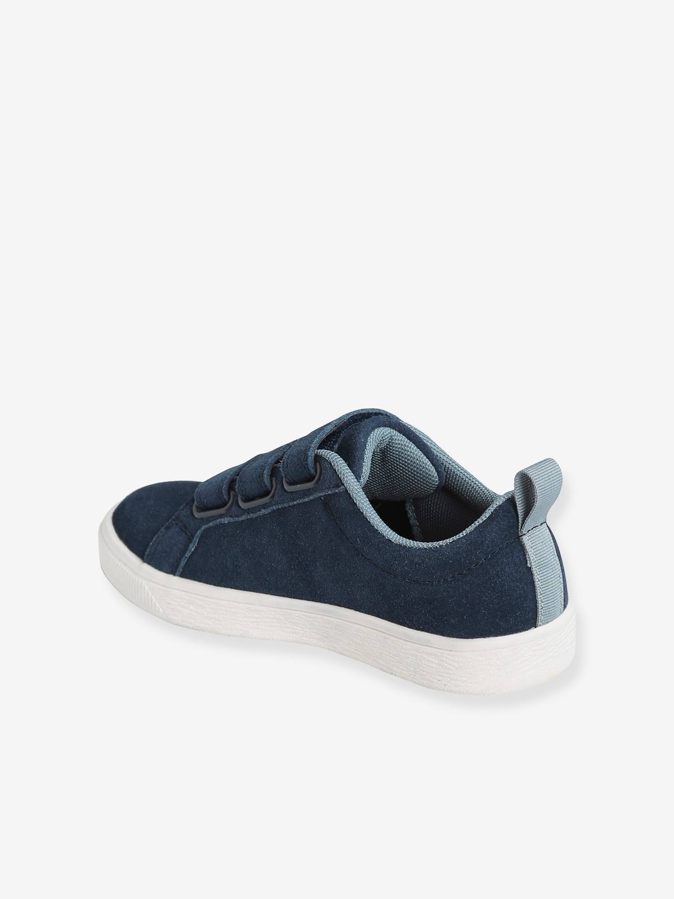 Baskets scratchées en cuir garçon marine