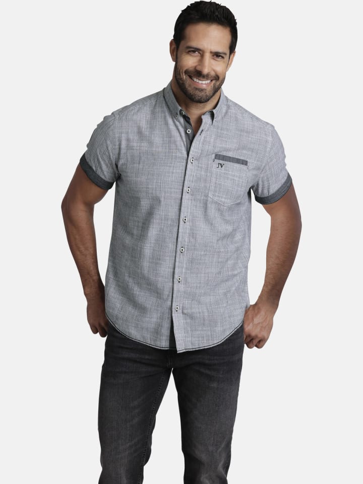 Jan Vanderstorm Kurzarmhemd MILOS in schwarz gestreift günstig kaufen