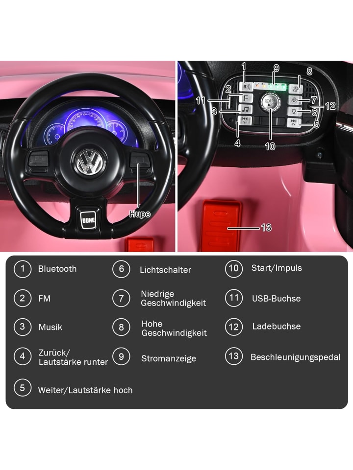 COSTWAY 12V VW Käfer Elektroauto in Rosa günstig kaufen onesize