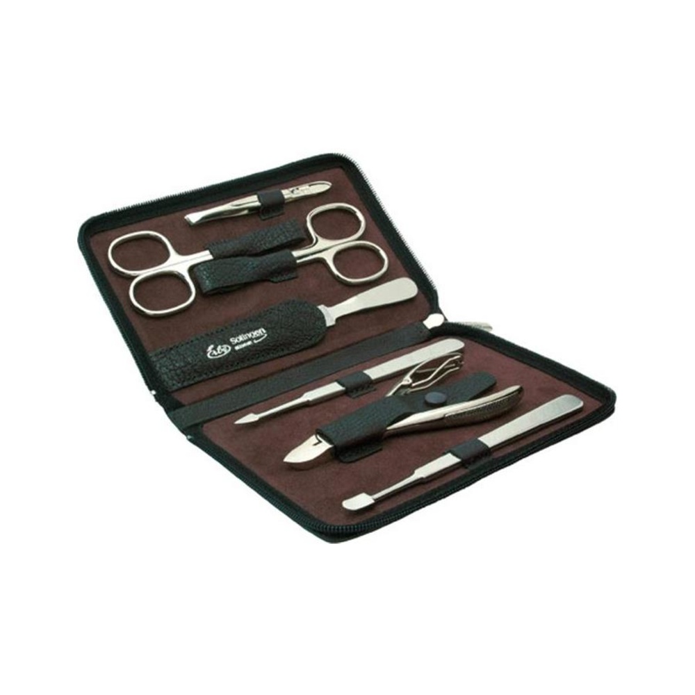 ERBE Étui en cuir de buffle & cuir de Russie 7pièces Kit de soins pour les ongles
