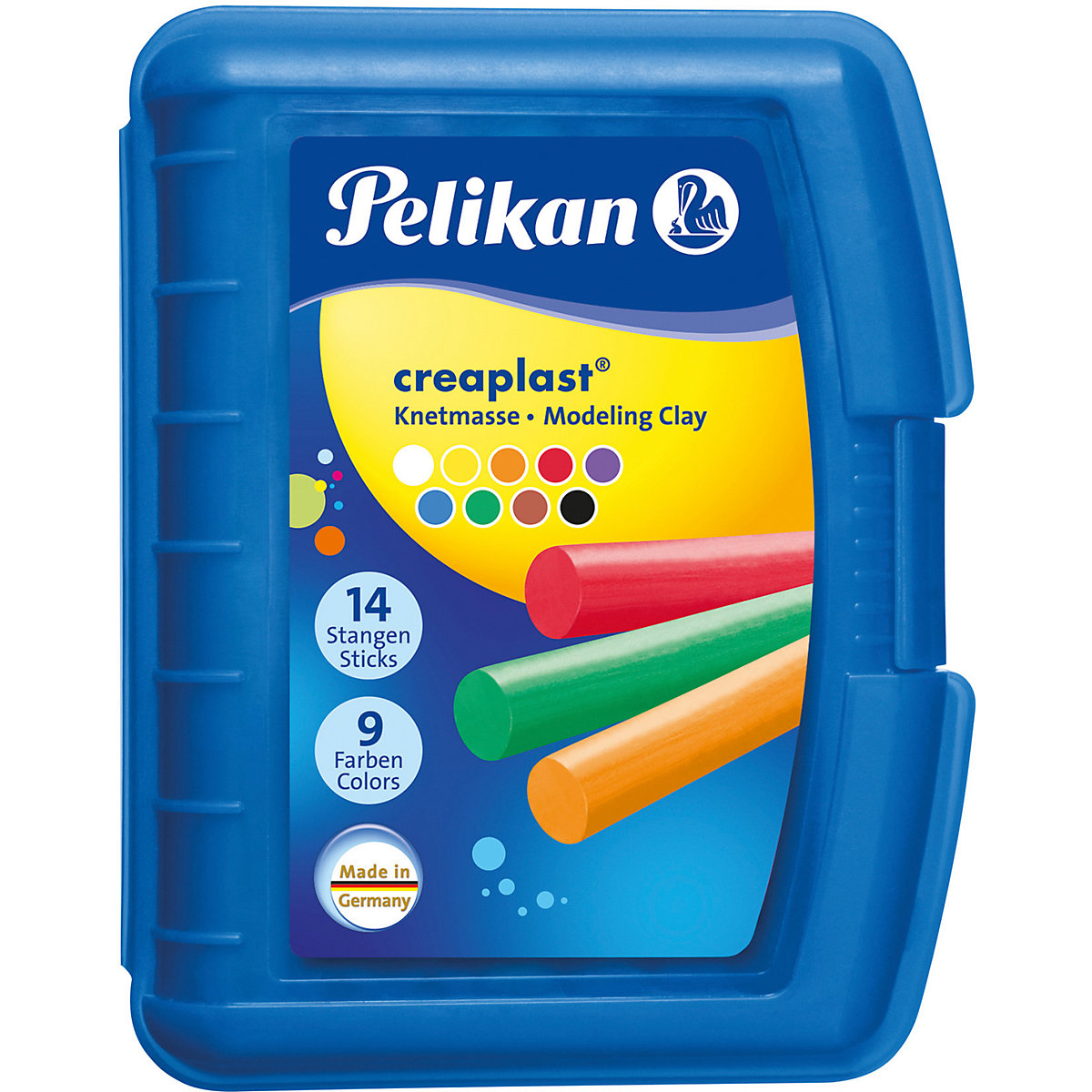 Knetmasse Creaplast, 9 Stangen in blauer Kunststoffbox