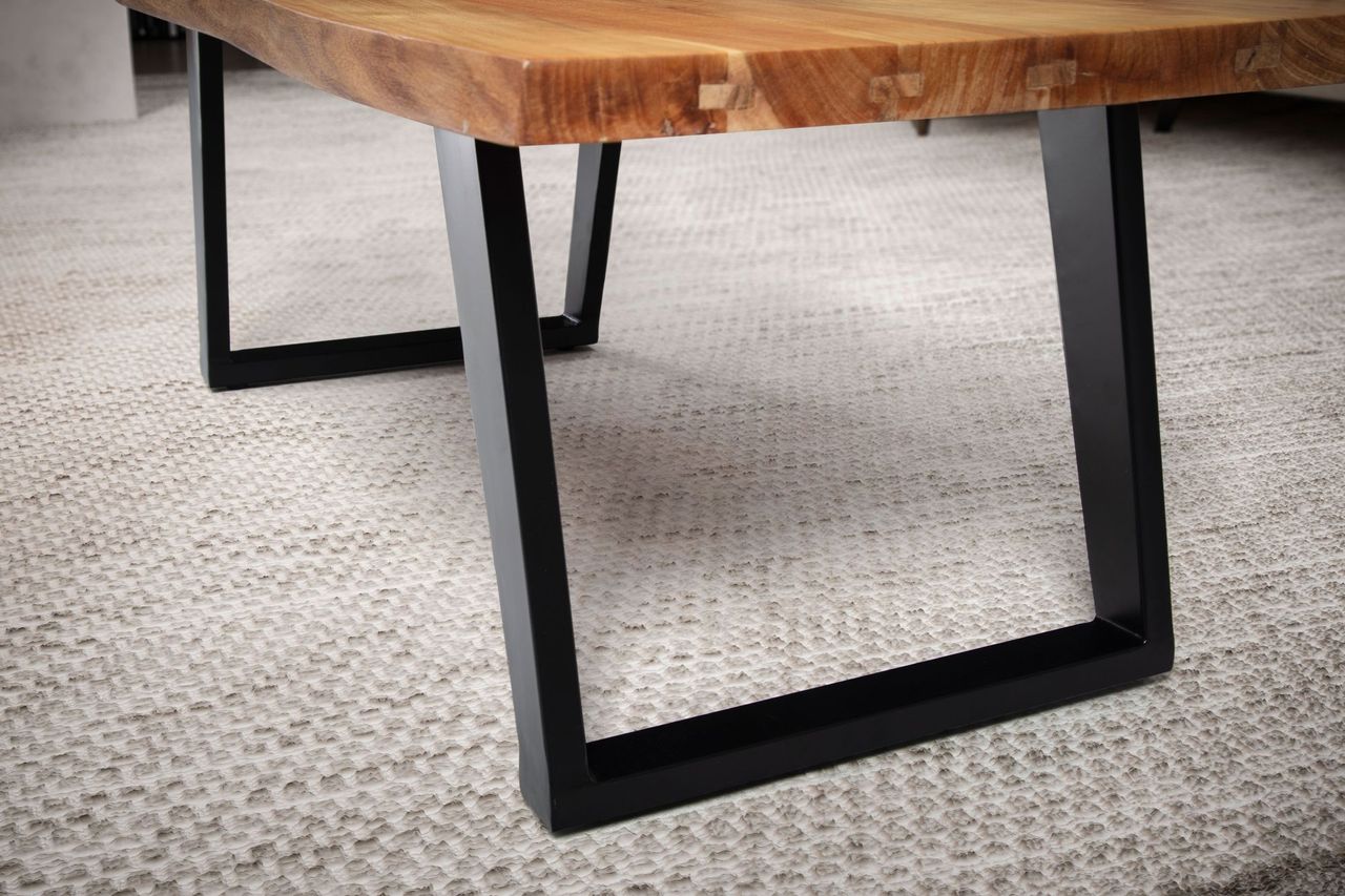 Wohnling Couchtisch 120 cm Akazie Massivholz Wohnzimmertisch Sofatisch Baumkante