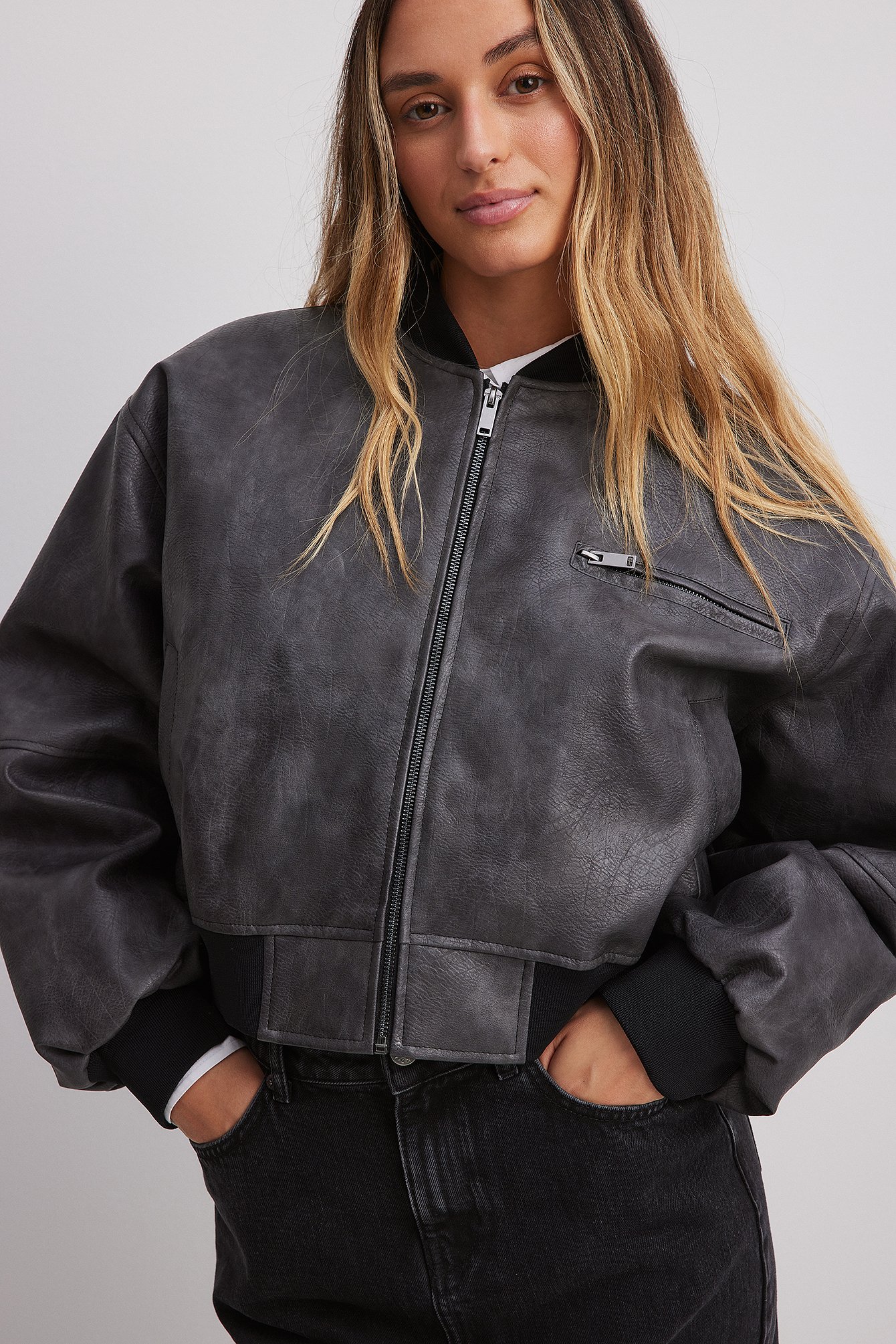 PU-Bomberjacke mit Waschung