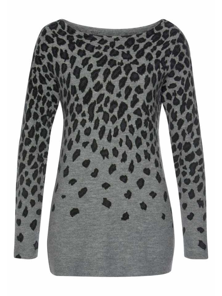 LASCANA Strickpullover in grau-meliert-leo günstig kaufen