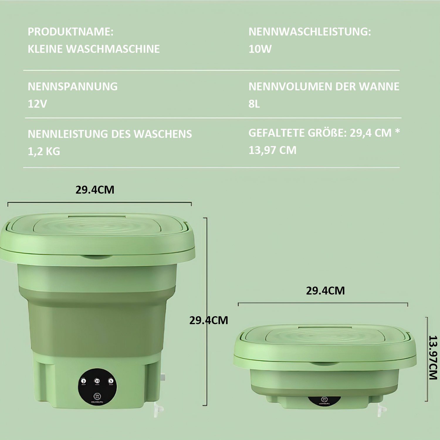 TOPMELON Wäscheschleuder Faltbar-Waschmaschine mit Ablaufkorb Tragbare 3modi