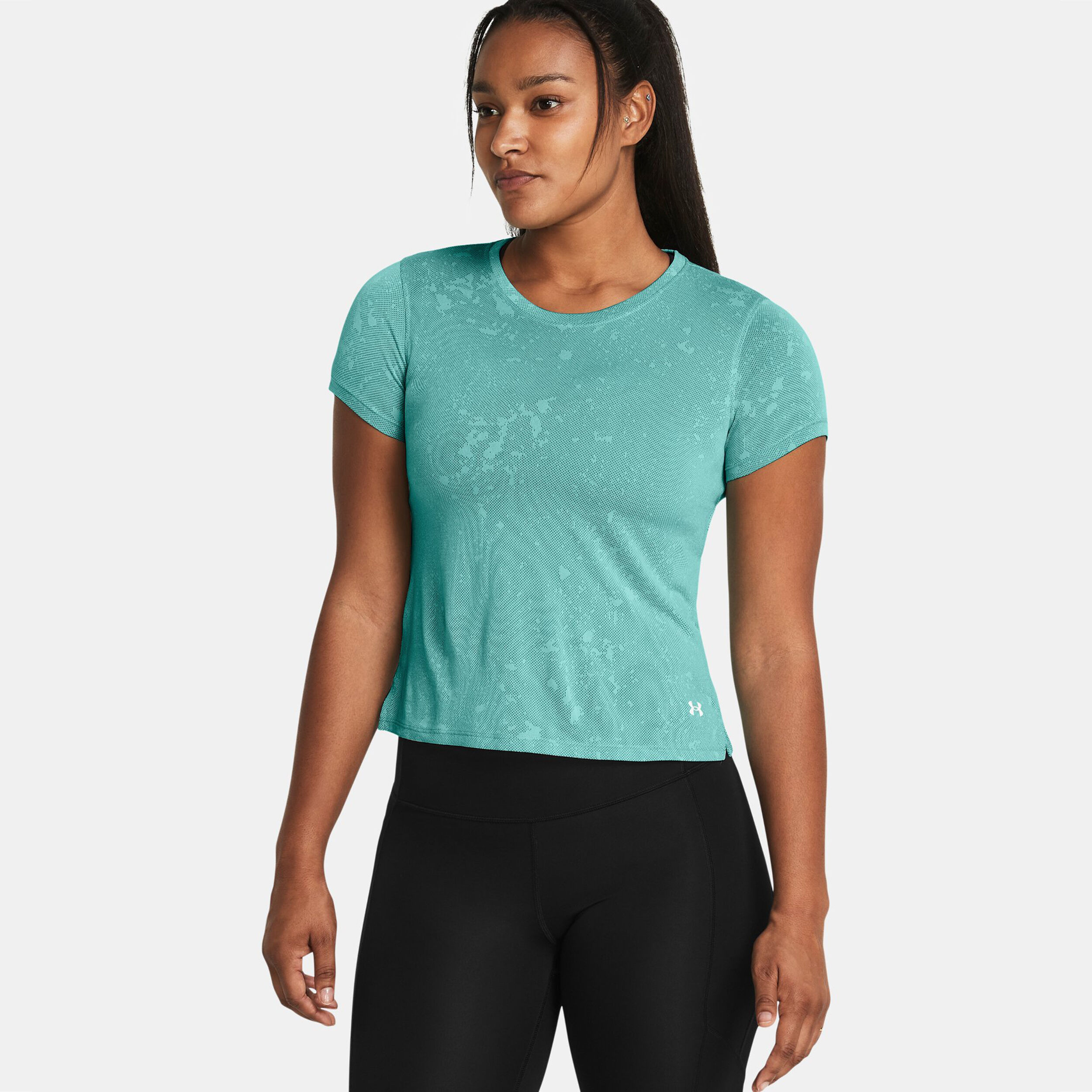 Streaker Splatter SS Laufshirt Damen - Türkis