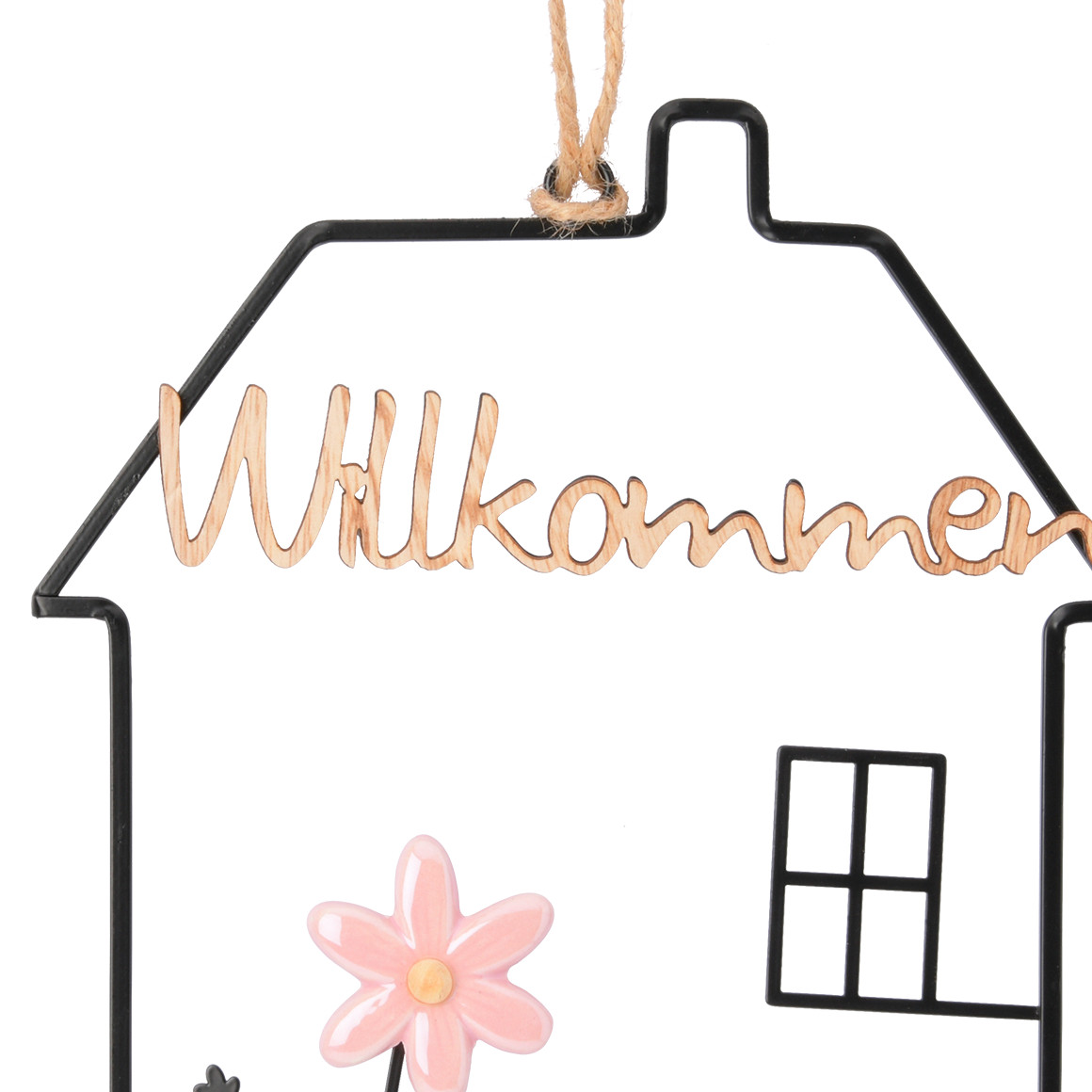 Deko-Hänger Metallschild Haus mit Blume