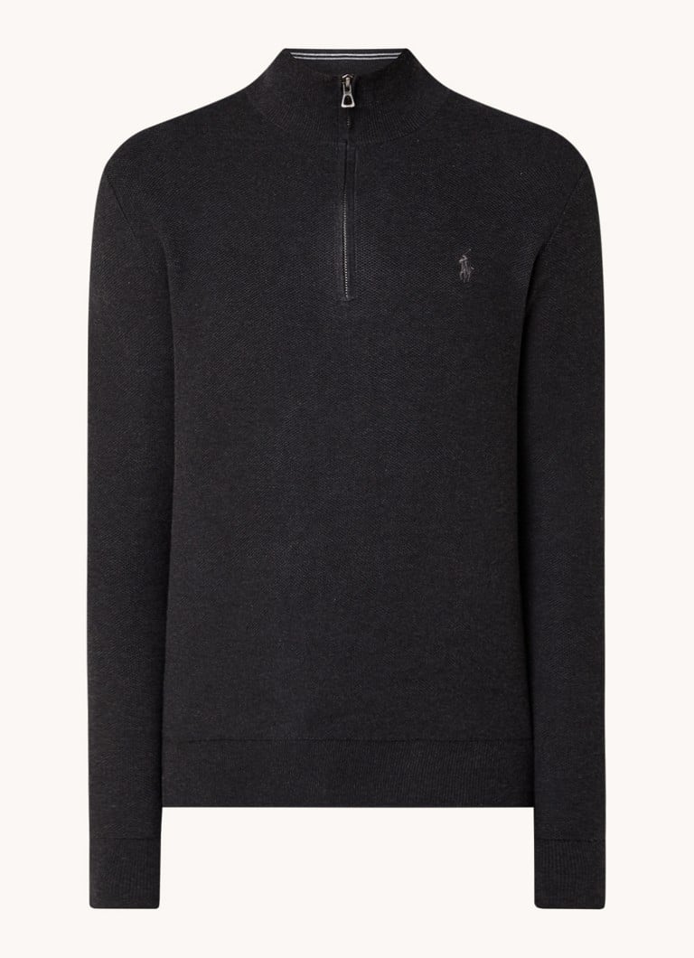 Ralph Lauren Fine-knit pullover with half zip and logo embroidery