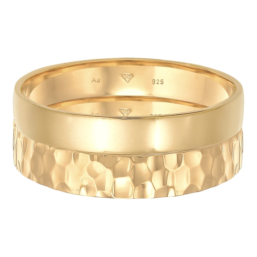 KUZZOI KUZZOI Bague Hommes Bande Set Basique Martelé en Argent Sterling 925 Oxydé Bague