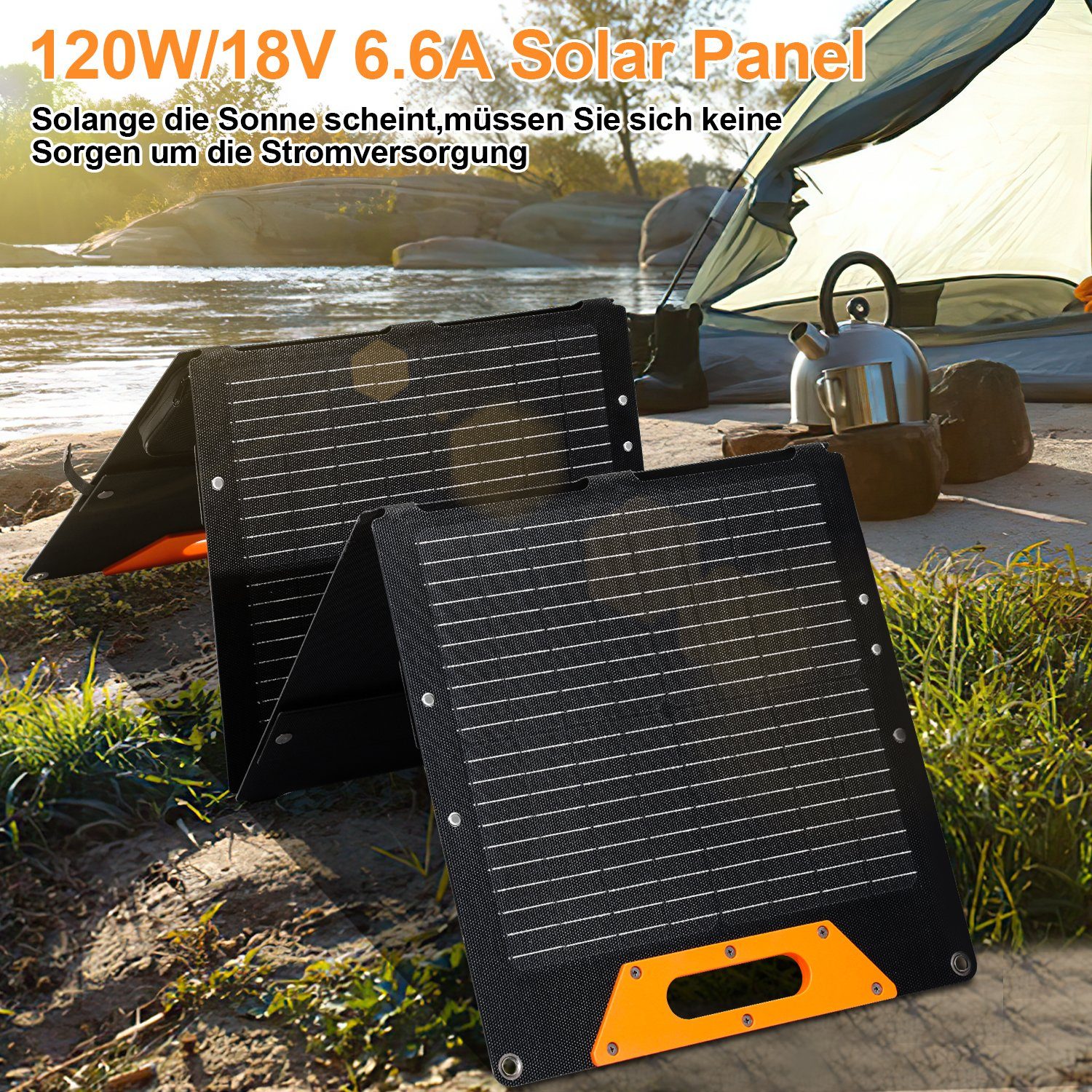 Gimisgu Solarmodul Solarpanel Faltbar 120W für Powerstation Powerbank Solarladegerät, 120,00 W