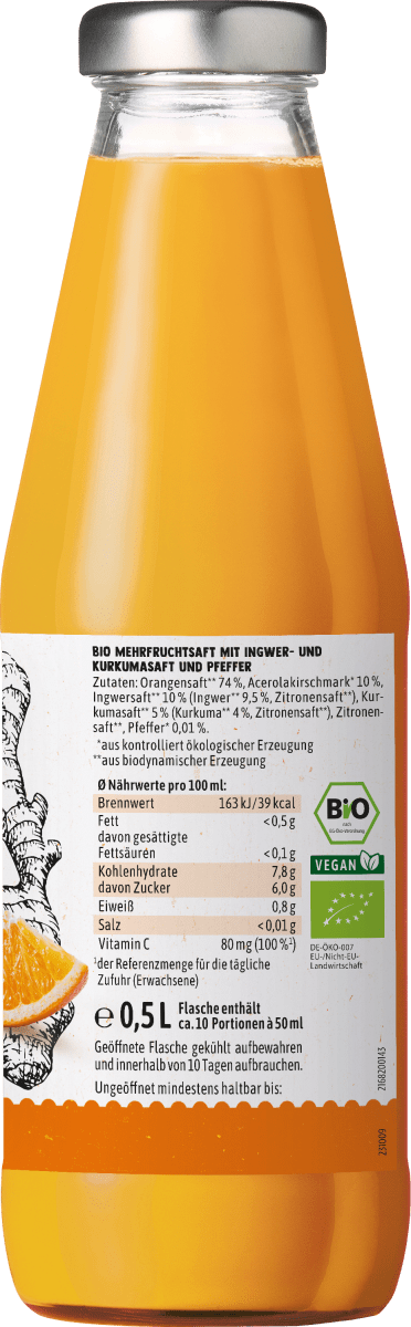 Shot Ingwer & Kurkuma, 0,5 l