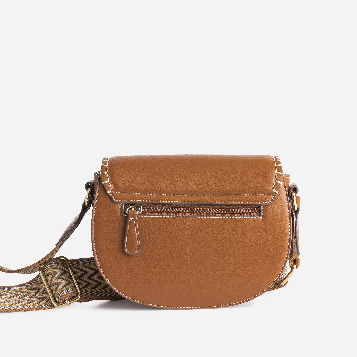 Sac bandoulière TEXTO camel à large bandoulière tressée