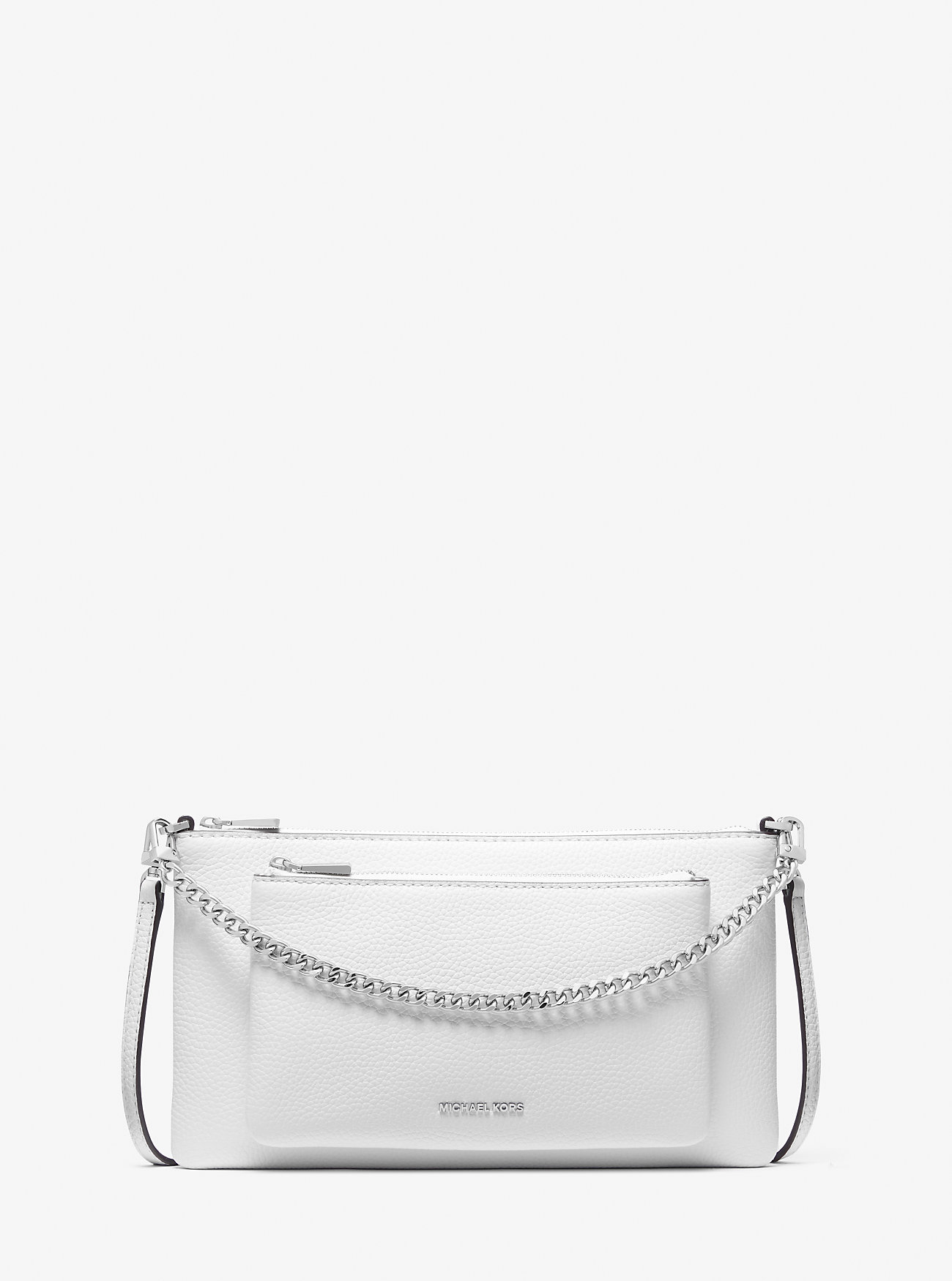 Jet Set Medium Pebbled Leather Convertible Crossbody Bag - OPTIC WHITE