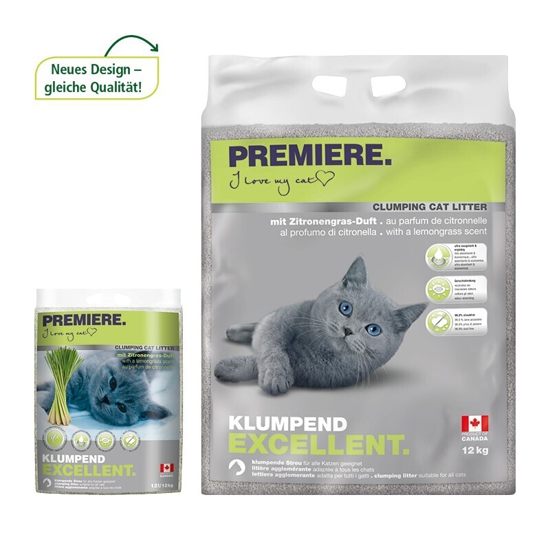 PREMIERE Katzenstreu PREMIERE Excellent Klumpstreu, Zitronengras-Duft 4x12 kg