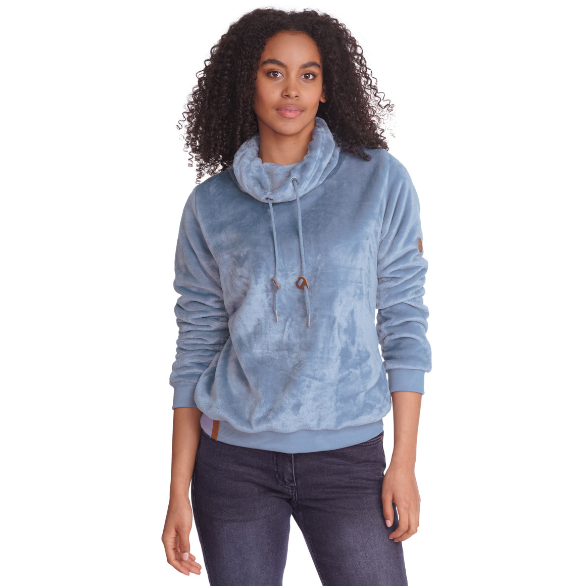 Damen Plüsch-Sweatshirt mit Schalkragen