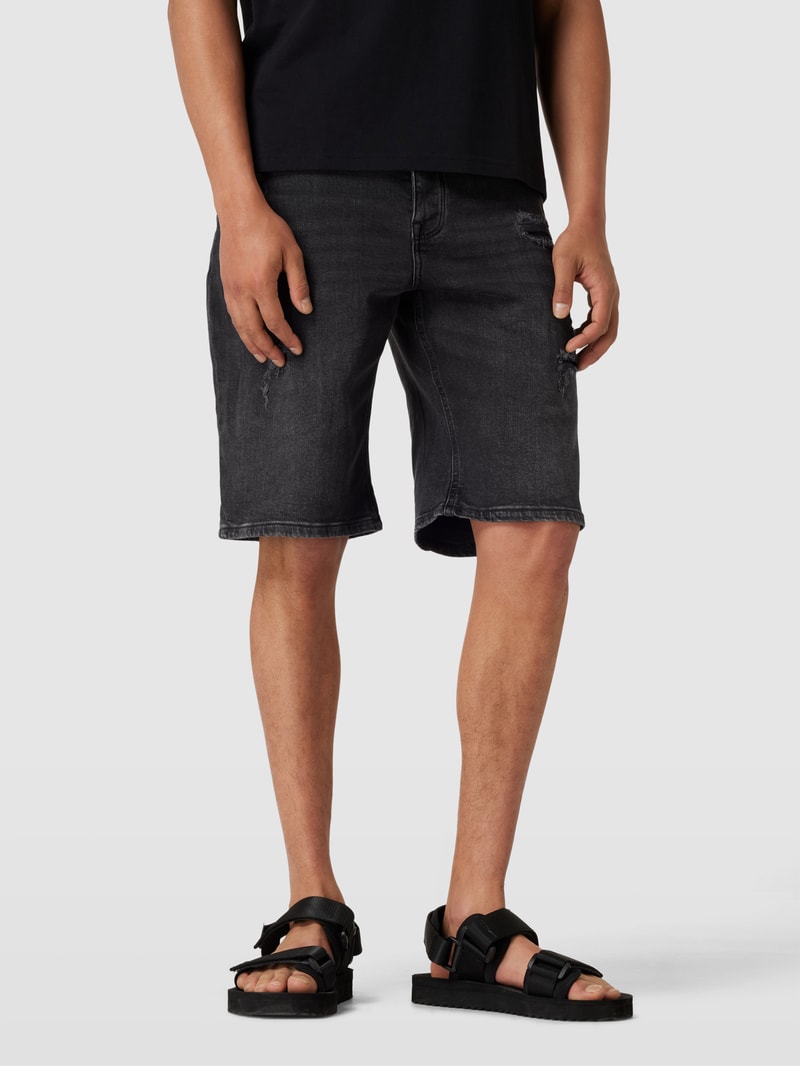 Jeansshorts im Destroyed-Look in schwarz