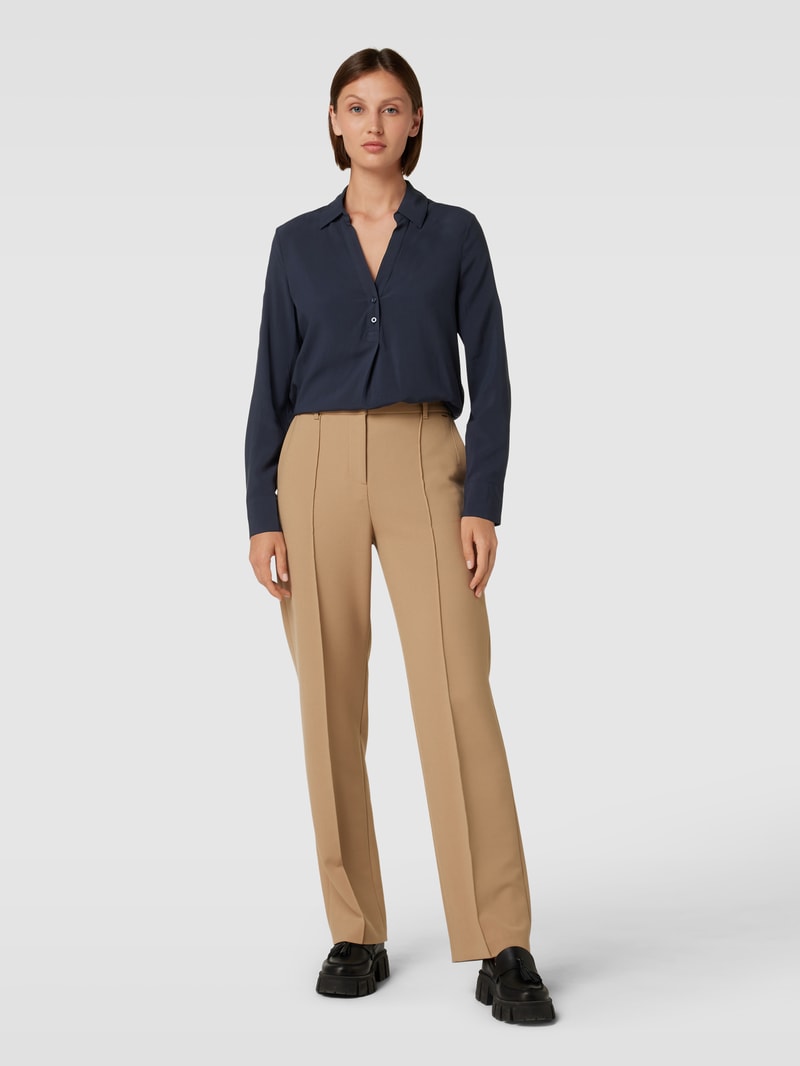 Bluse aus Viskose mit Umlegekragen in marineblau