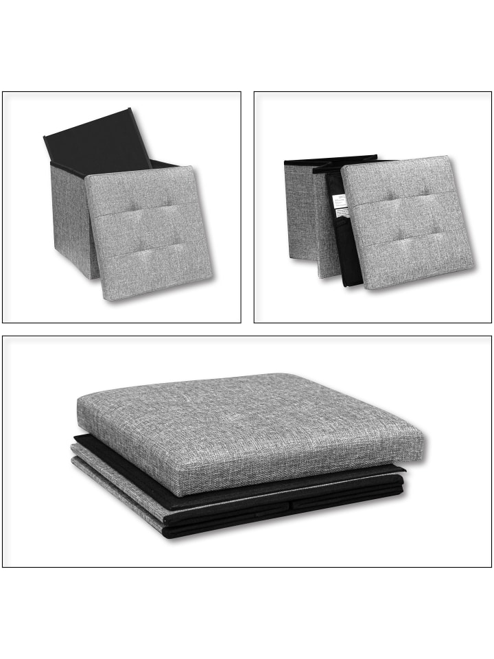 VCM  Stoff Sitztruhe Sitzbank Truhe Box Hocker Boxas in Grau günstig kaufen onesize