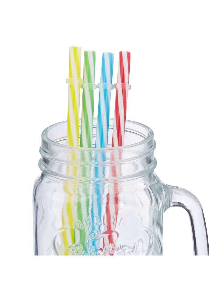 relaxdays 4 x Trinkglas in Transparent/ Bunt - 500 ml günstig kaufen onesize