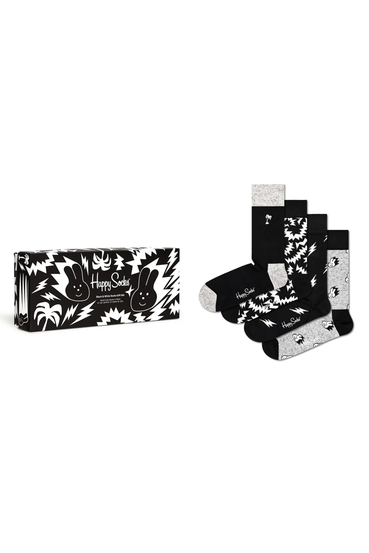 Happy Socks  4er-Pack schwarz-weißer Socken-Geschenkset