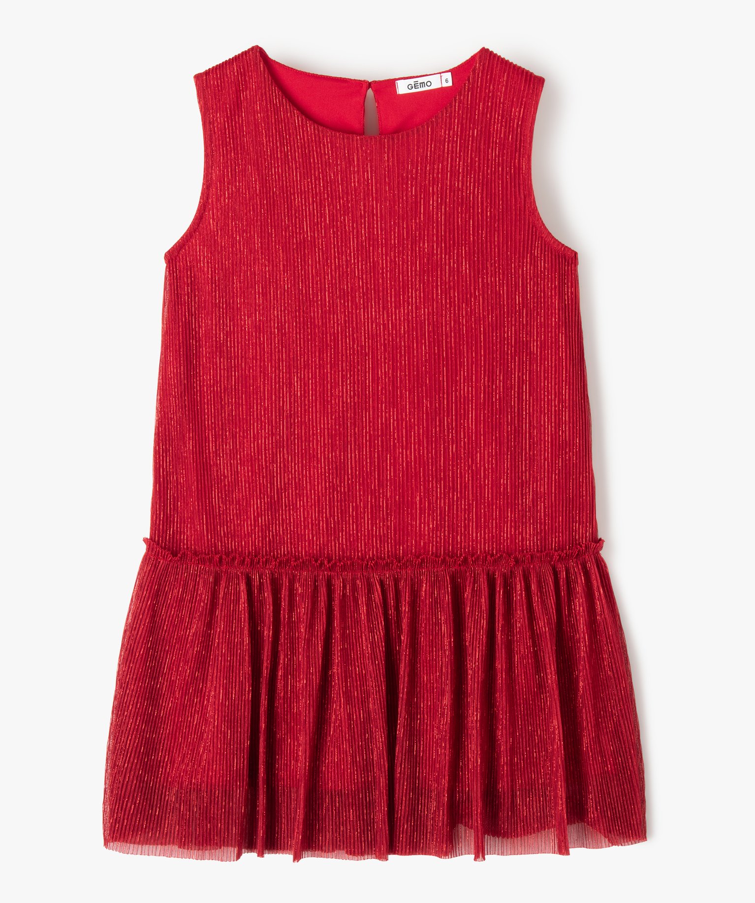 Robe fille scintillante avec volant dans le bas rouge | GEMO