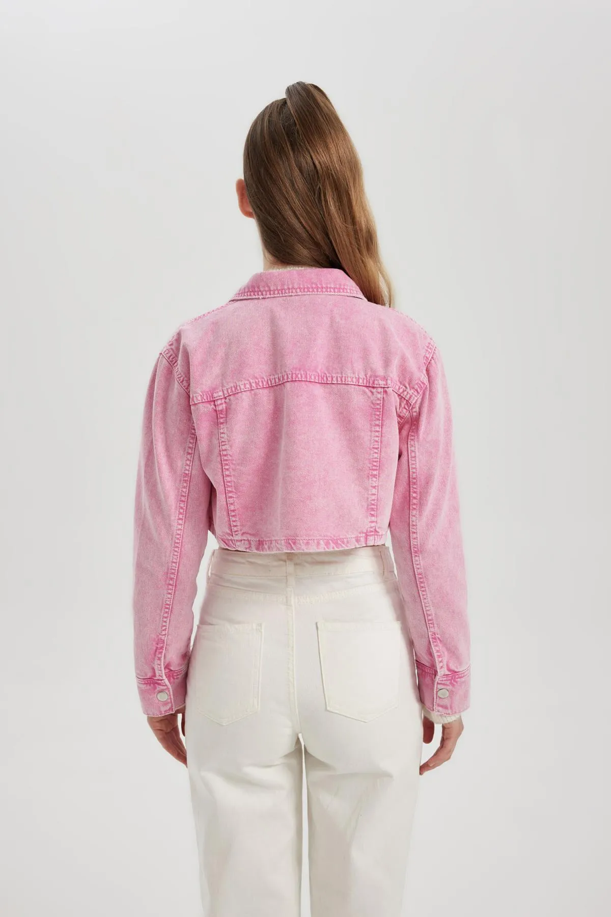 DeFacto  Oversize-Fit-Hemdjacke aus Gabardine in Rosa B4208ax23au