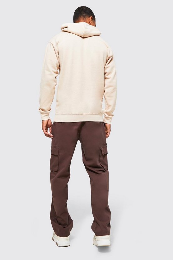 Lockere Twill Cargo-Jogginghose mit Gürtel
