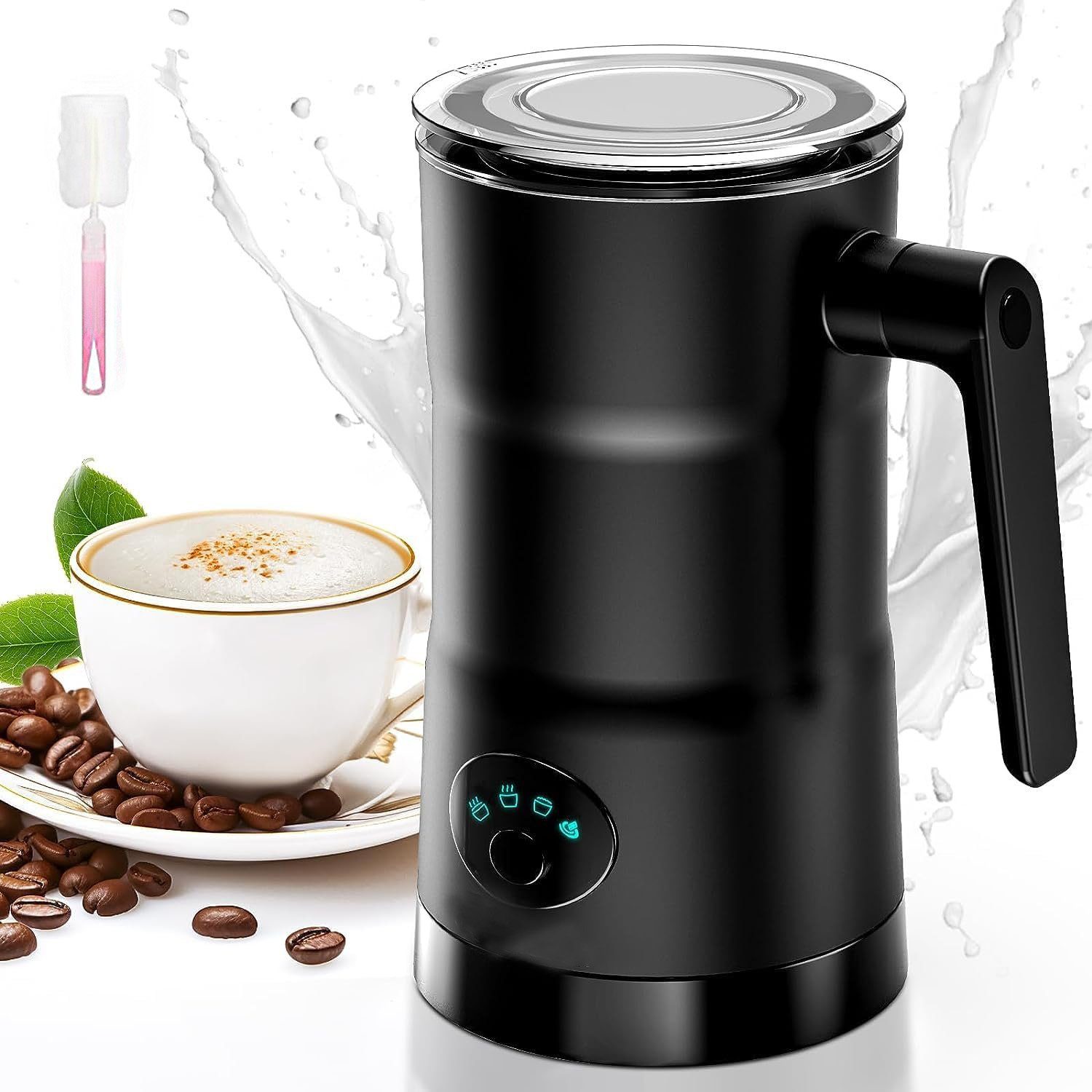 YUHRO Milchaufschäumer Elektrischer Milchaufschäumer, 4-in-1, erhitzt Milch, bietet Schaum., Antihaftbeschichtung, automatisch, für Milch, Kaffee, Schokolade.
