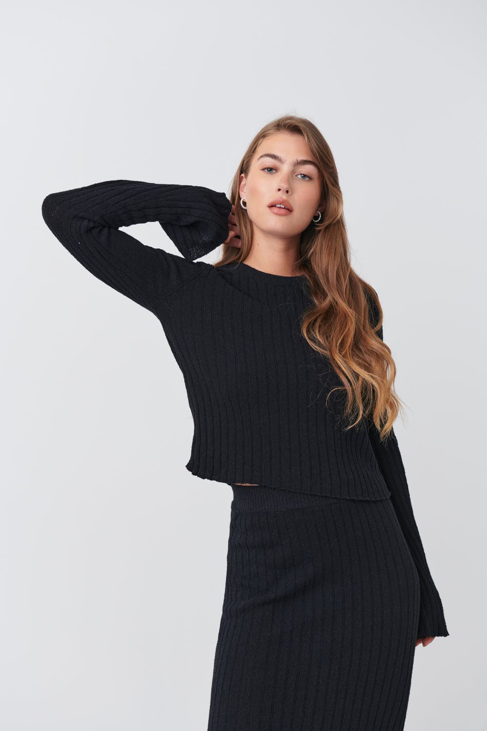 Wide sleeve knit top