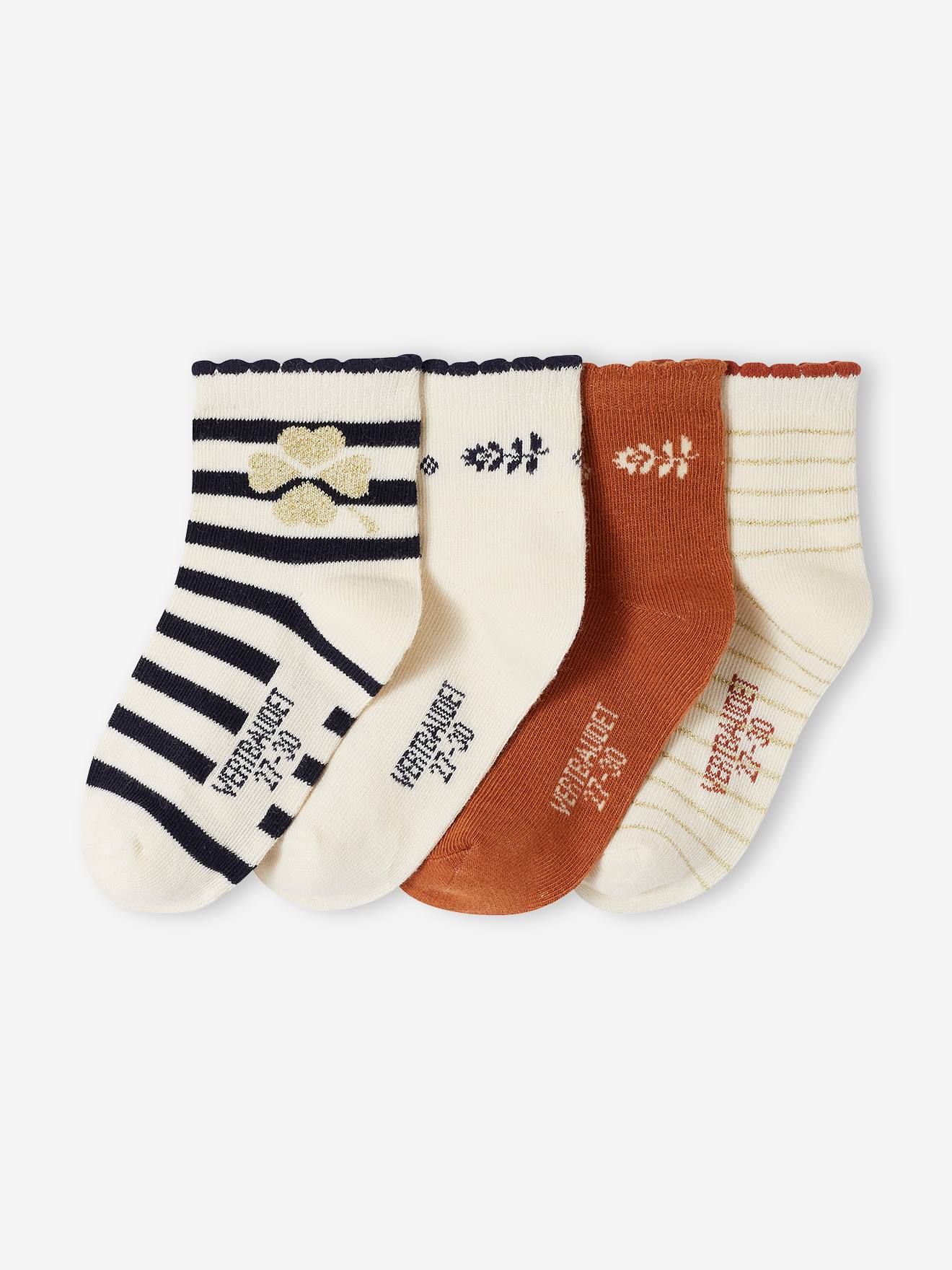 Vertbaudet 4er-Pack Mädchen Socken Oeko-Tex - vanille