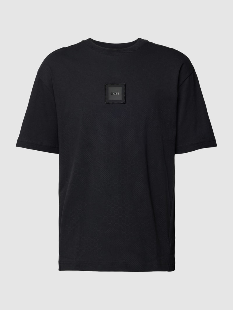 T-Shirt mit Label-Patch Modell 'Talboa Lotus' in schwarz