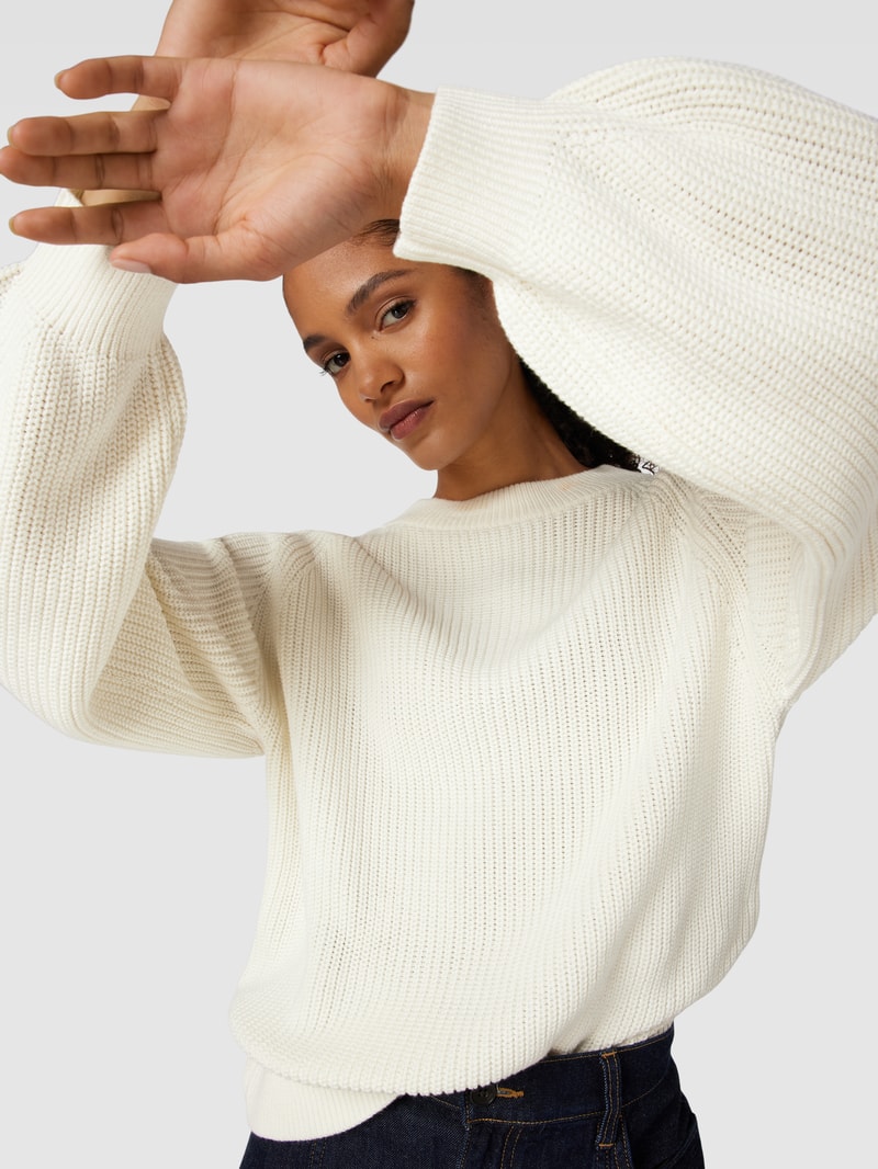 Strickpullover mit Ballonärmeln in offwhite