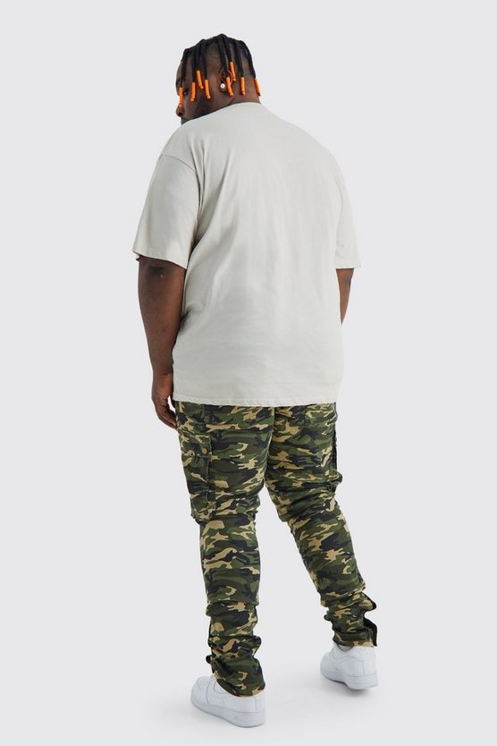 Plus Skinny Camouflage Cargo-Hose mit Druckknöpfen