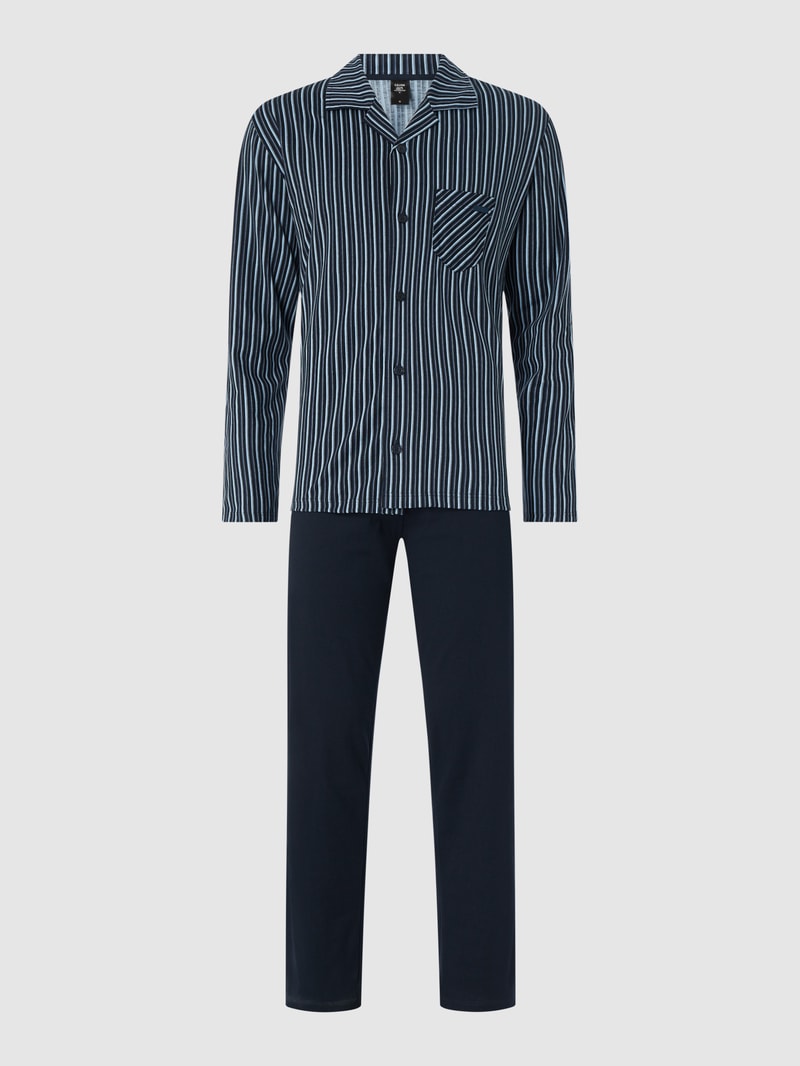 Comfort Fit Pyjama aus Baumwolle in dunkelblau