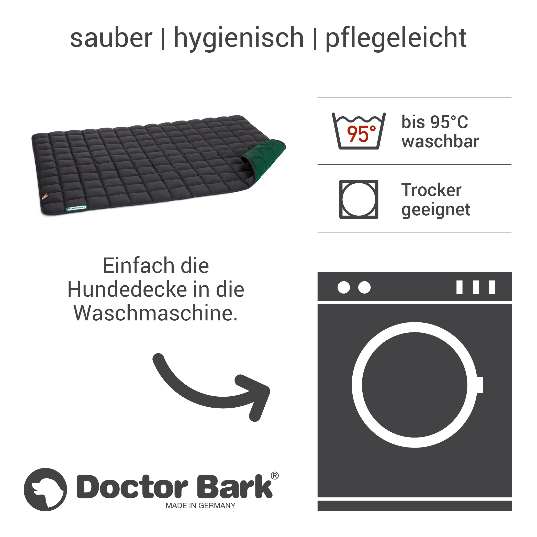 Doctor Bark Hundedecken Doctor Bark Wendedecke grau/ grün XXL