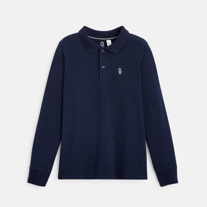 Polo manches longues bleu garçon