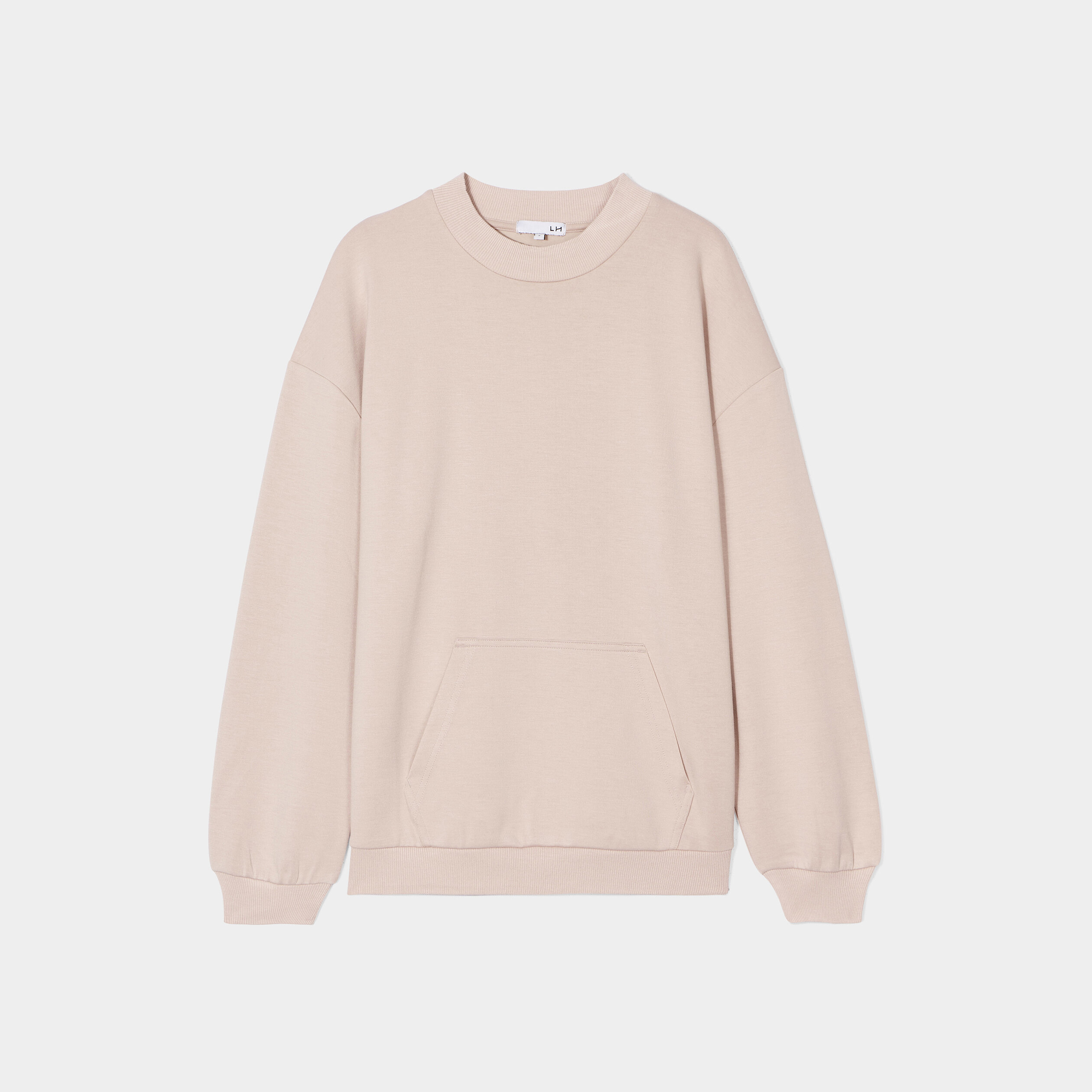 Haut de pyjama sweat col rond 1 poche taupe femme | La Halle