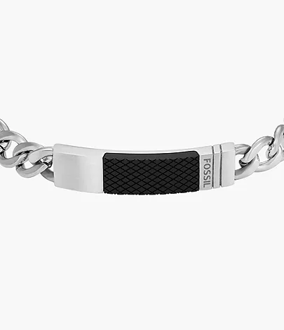Fossil Gliederarmband Textured Plaque Edelstahl
