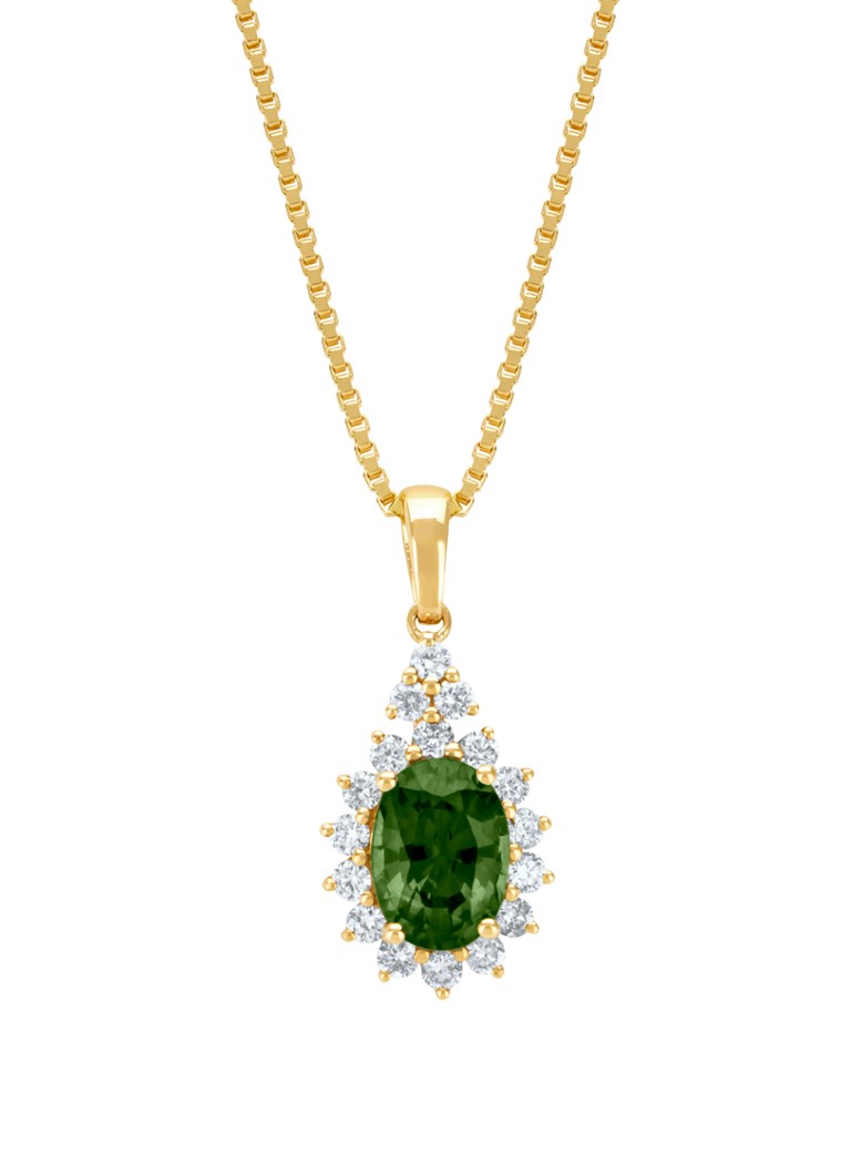 Diamond Point Yellow gold pendant, 1.00 ct green sapphire, Eden