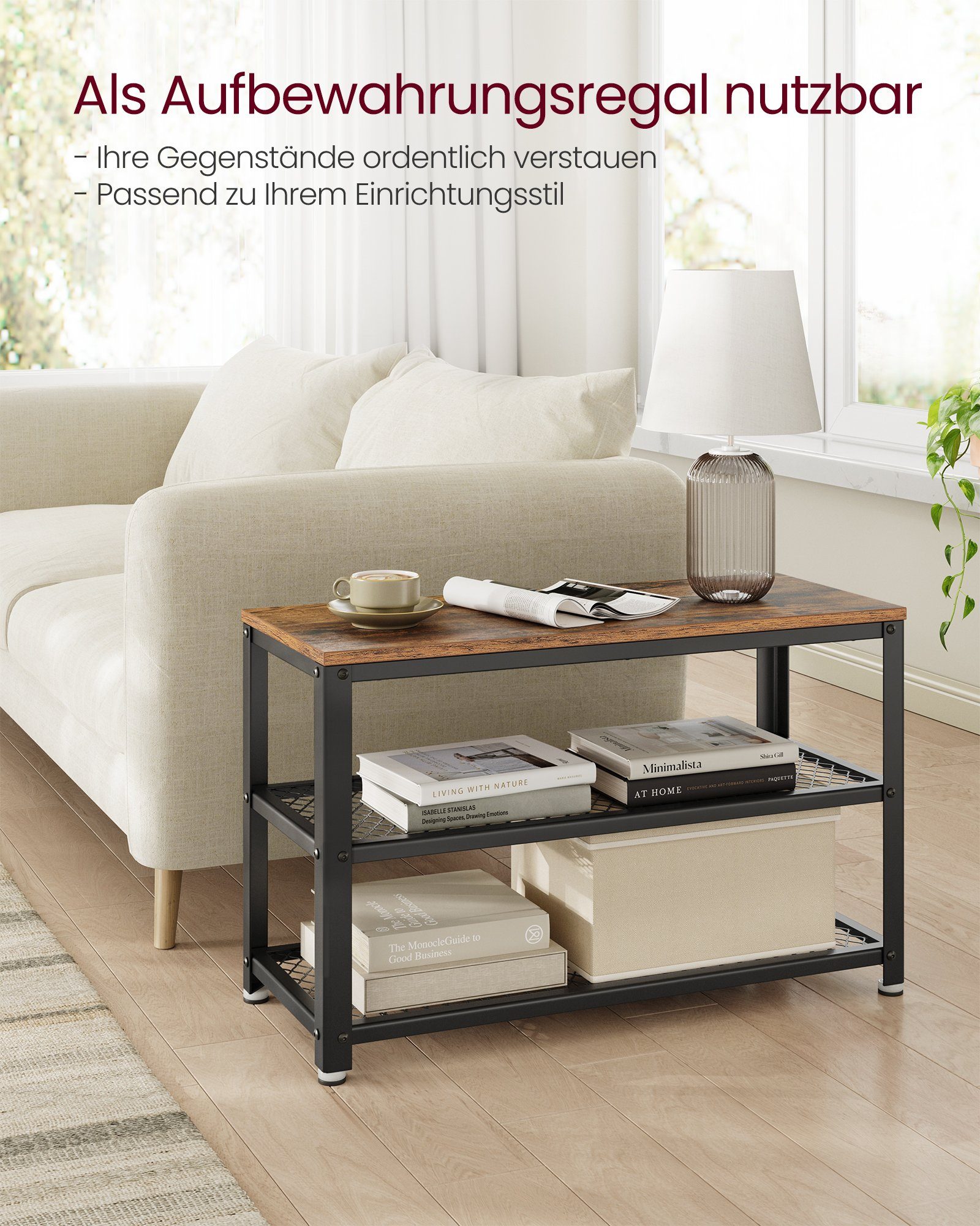 VASAGLE Schuhbank, Schuhregal, 73 x 30 x 45 cm (L x B x H)